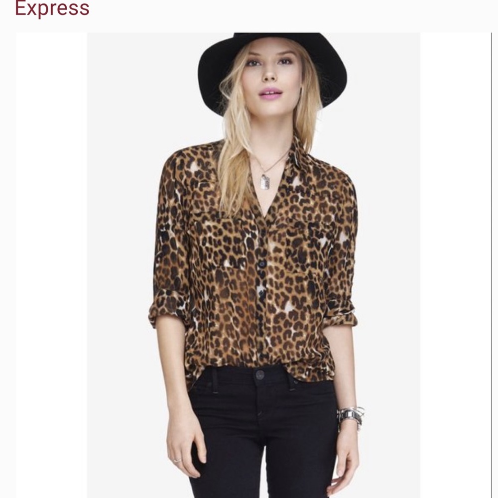 Express leopard print blouse XS.